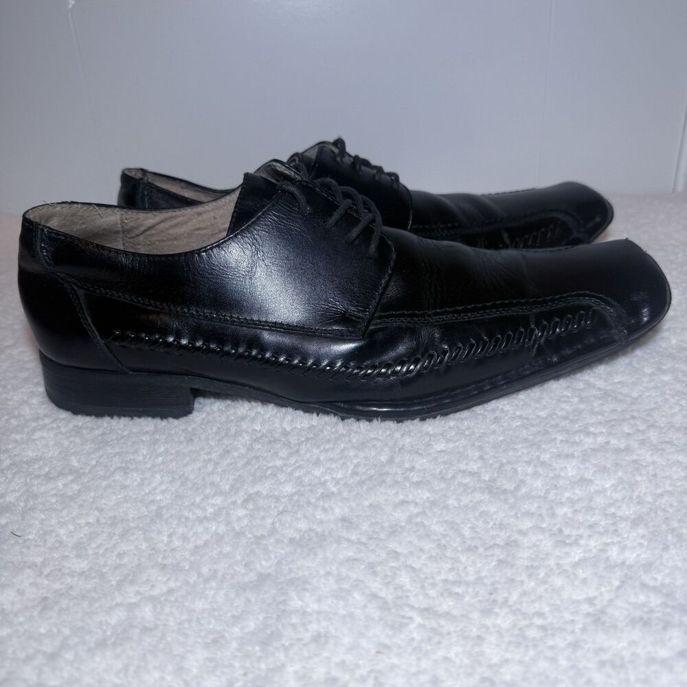 Giorgio Brutini Dress Shoes Mens 9.5W Oxford Black Leather Square Toe 159001 - Picture 2 of 9